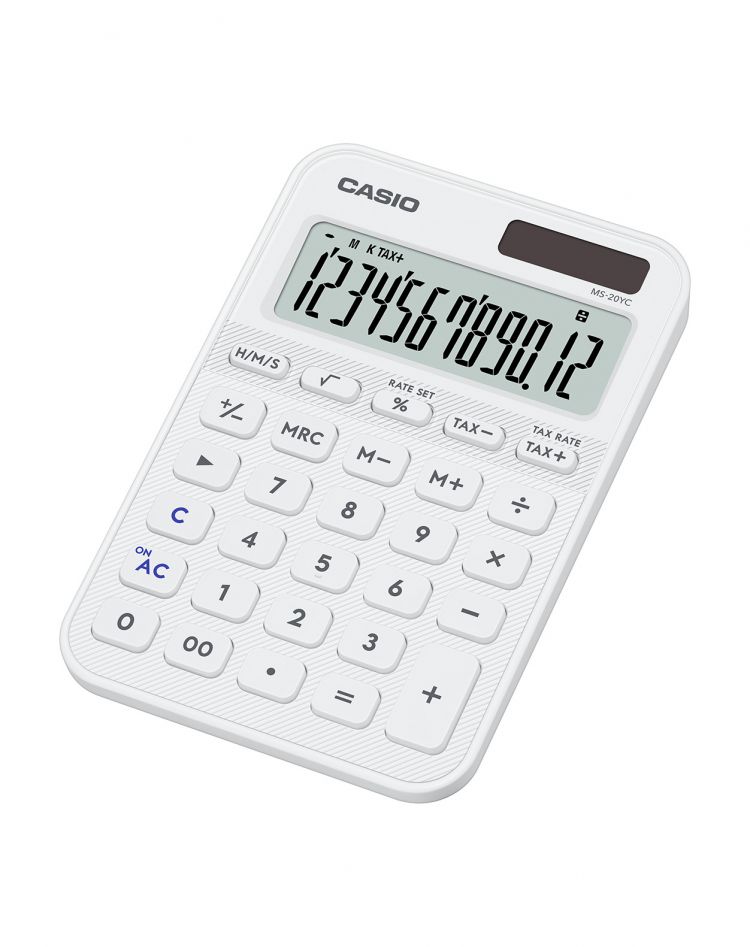 Casio MS-20YC Small Desk Calculator White - Image 1