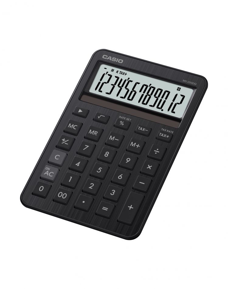 Casio MS-200DQ Mini Desk Calculator Black - Image 1