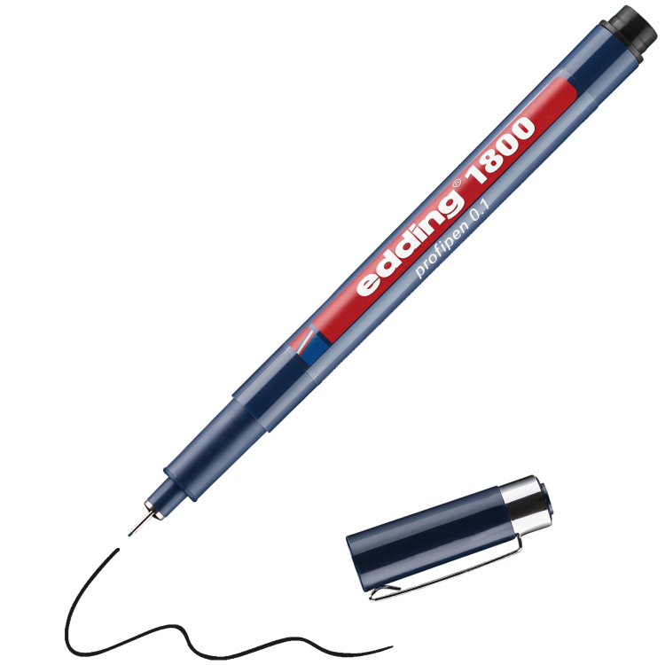 edding 1800 Black 0.1pt profipen Box of 10 - Image 2