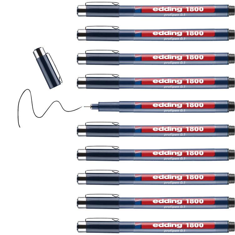 edding 1800 Black 0.1pt profipen Box of 10 - Image 3