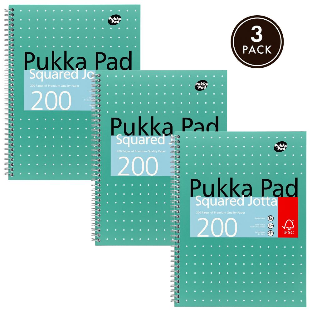 Pukka Metallic A4 Jotta (Squared) FSC Mix (Pack of 3)