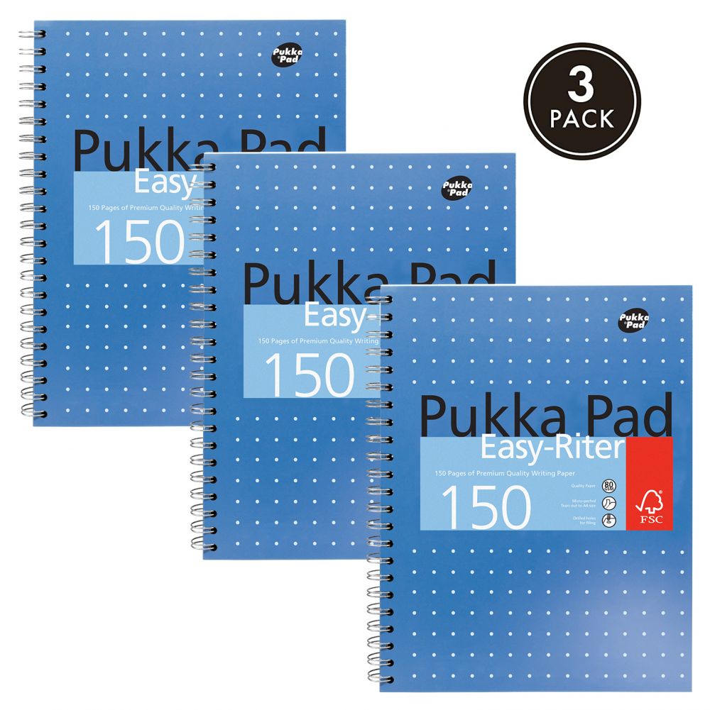 Pukka A4 Metallic Easy-Riter Pad FSC Mix (Pack of 3)