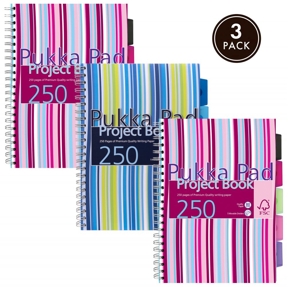 Pukka A4 Project Book FSC Mix (Pack of 3)