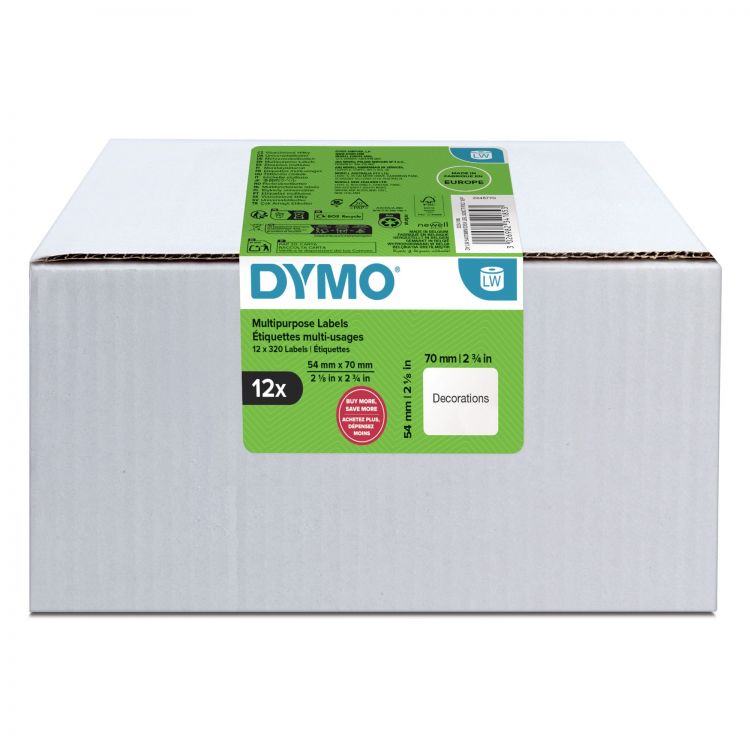 DYMO 99015 LabelWriter Multi-Purpose Labels 54 mm x 70 mm Pack of 12 Rolls