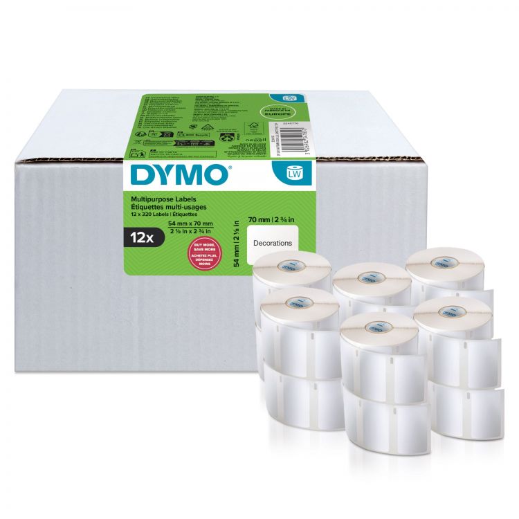 DYMO 99015 LabelWriter Multi-Purpose Labels 54 mm x 70 mm Pack of 12 Rolls - Image 2