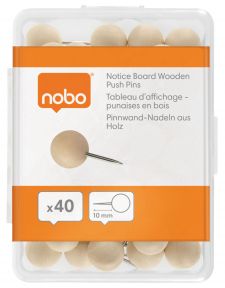 Nobo 1915709 Notice Board Wooden Push Pins - Pack of 40 thumbnail 3