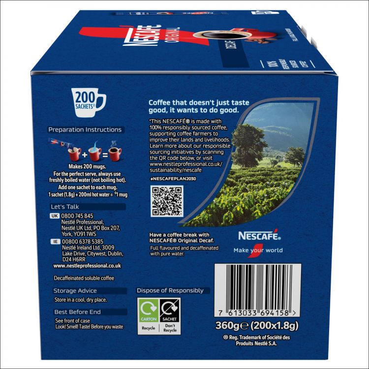 NESCAFE Original Decaf Coffee 200 Sachets - Image 5
