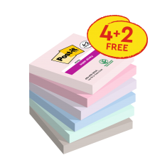 Post it Pack of 6 Super Sticky Notes Soulful Colours 76x76mm 90 Sheets thumbnail 2