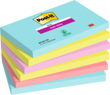Post-It Pack of 6 Super Sticky Notes 76x127mm 90 Sheets Cosmic Colours thumbnail 1