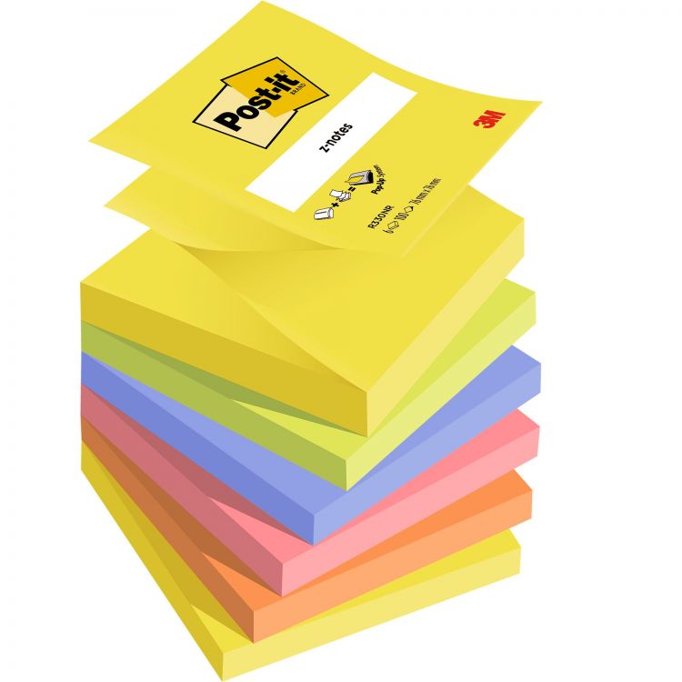 Post-it Pack of 6 Z Notes 76x76mm 100 Sheets Neon Rainbow - Image 2