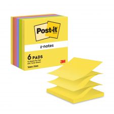 Post-it Pack of 6 Z Notes 76x76mm 100 Sheets Neon Rainbow thumbnail 1