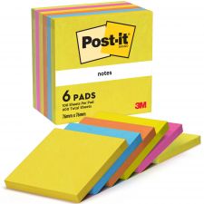 Post-it Pack of 6 Notes 76x76 mm Energetic Colours thumbnail 1