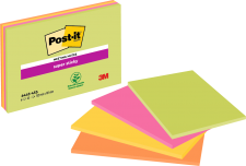 Post-it pack of 4 Super Sticky Meeting Pad 152x101mm 45 Sheets Neon thumbnail 3