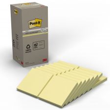 Post-it Pack of 16 Recycled Notes 76 mm x 76 mm Canary Yellow thumbnail 1