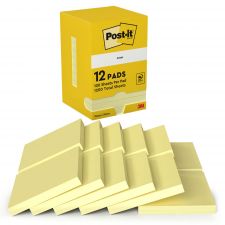 Post-it Pack of 12 Notes 76x76mm 100 Sheets Canary Yellow thumbnail 1