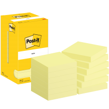 Post-it Pack of 12 Notes 76x76mm 100 Sheets Canary Yellow thumbnail 2