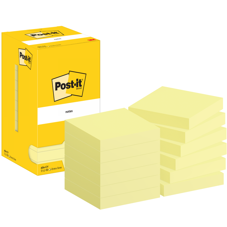 Post-it Pack of 12 Notes 76x76mm 100 Sheets Canary Yellow - Image 2