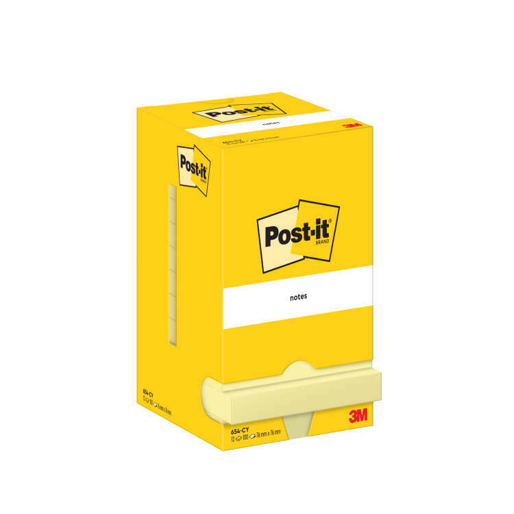 Post-it Pack of 12 Notes 76x76mm 100 Sheets Canary Yellow - Image 3