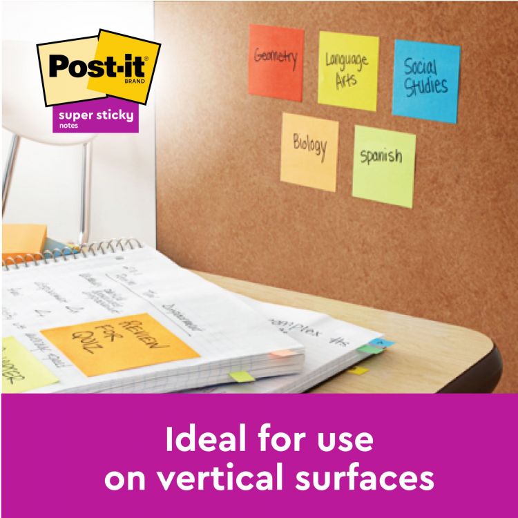 Post it Pack of 6 Super Sticky Notes Playful Colours 76x127mm 90 Sheet - Image 3