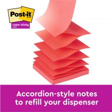 Post it Pack of 6 Super Sticky Z Notes Carnival Colours 76x76mm 90 Sheets thumbnail 2