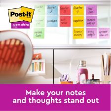 Post it Pack of 6 Super Sticky Z Notes Carnival Colours 76x76mm 90 Sheets thumbnail 3
