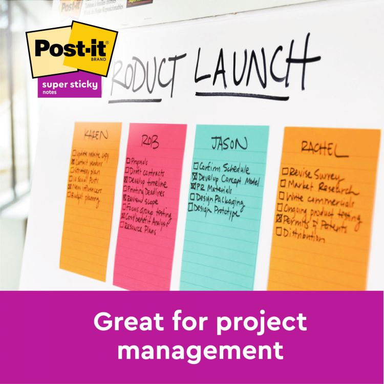 Post-it Pack of 3 Super Sticky Notes 102x152mm Ruled 90 Sheets Ultra Colours - Image 3