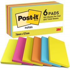 Post-it Pack of 6 Notes 76x127mm 100 Sheets Energetic Colours thumbnail 2