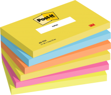 Post-it Pack of 6 Notes 76x127mm 100 Sheets Energetic Colours thumbnail 1
