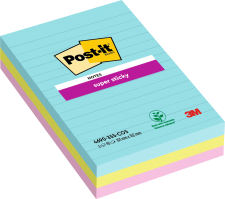 Post-It Pack of 3 Super Sticky Notes 101x152mm Ruled Cosmic Colours thumbnail 1