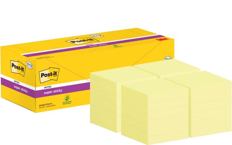 Post-it Pack of 12 Super Sticky Notes Value Pack 76mmx76 mm (+12 free) - Image 2