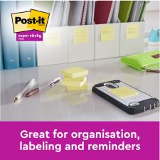 Post-it Pack of 12 Super Sticky Notes Value Pack 76mmx76 mm (+12 free) thumbnail 3