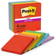 Post it Pack of 6 Super Sticky Notes Playful Colours 76x76mm 90 Sheets thumbnail 2