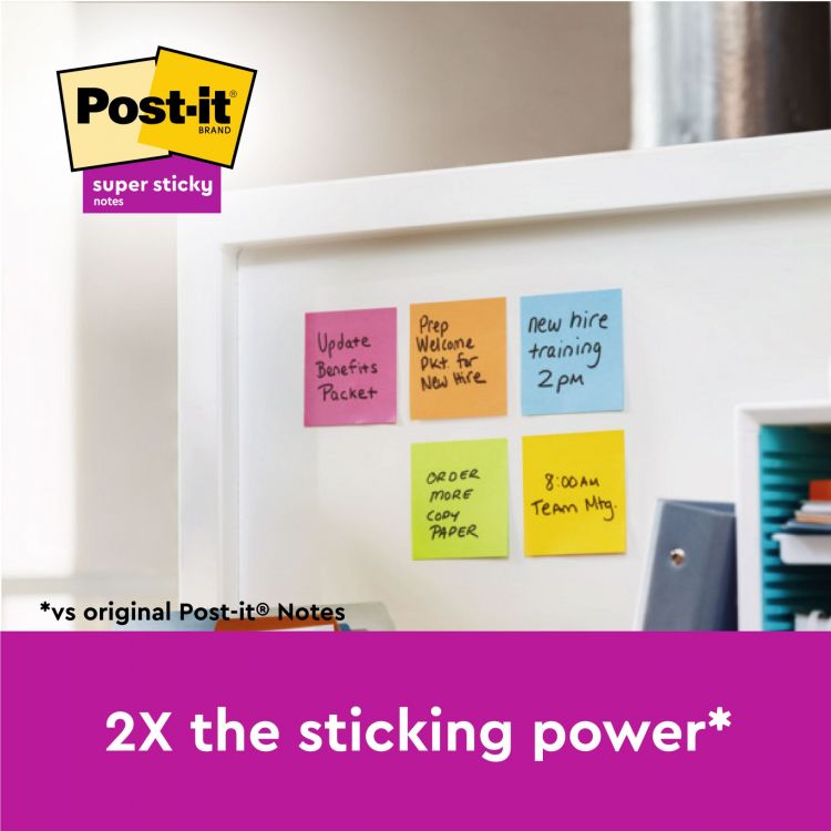 Post it Pack of 6 Super Sticky Notes Playful Colours 76x76mm 90 Sheets - Image 4