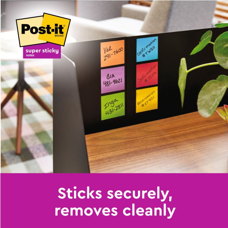 Post it Pack of 6 Super Sticky Notes Playful Colours 76x76mm 90 Sheets - Image 3