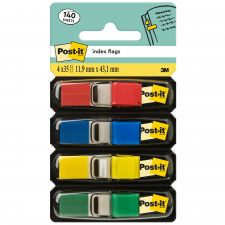 Post-it Pack of 140 Index Flags Repos 12x43mm 4x35 Tabs Assorted Colour thumbnail 2