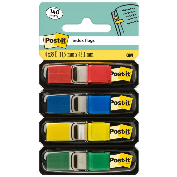 Post-it Pack of 140 Index Flags Repos 12x43mm 4x35 Tabs Assorted Colour - Image 2