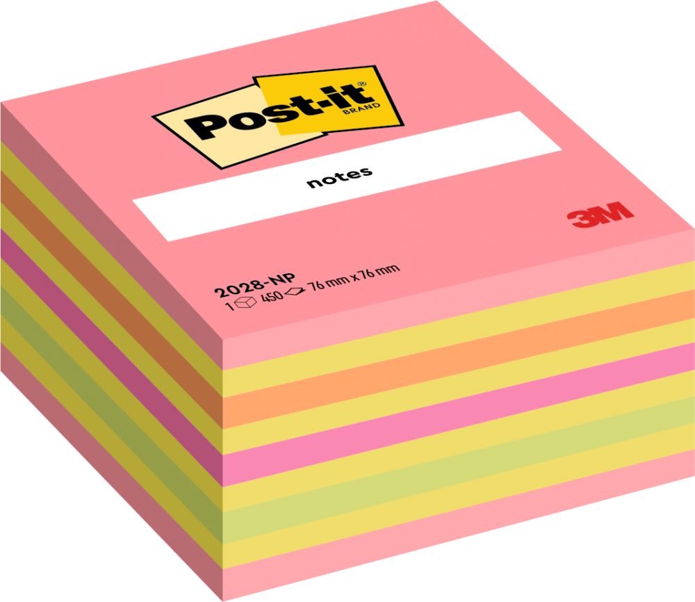 Post-it Notes Cube 76x76mm 450 Sheets Assorted Colours 2028 NP