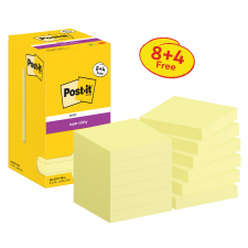 Post-it Pack of 8 Super Sticky Notes 76x76mm Canary 90 Sheets (+ 4 Free) thumbnail 2