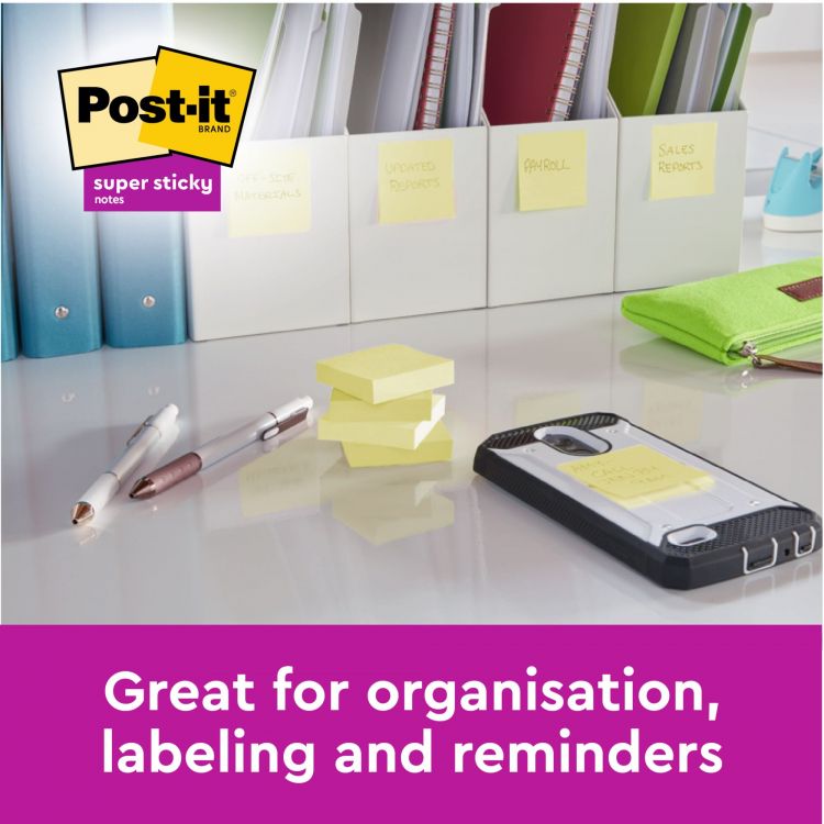 Post-it Pack of 8 Super Sticky Notes 76x76mm Canary 90 Sheets (+ 4 Free) - Image 4
