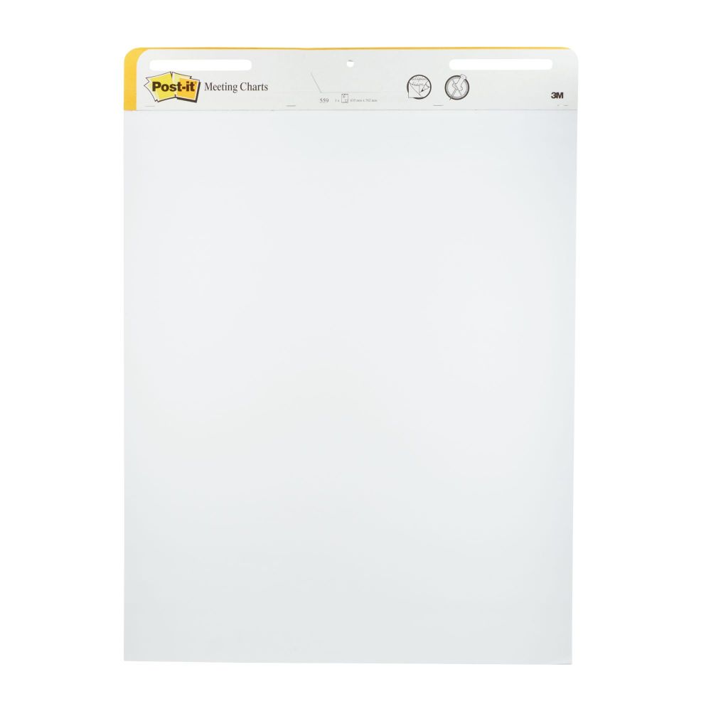 Post-it Pack of 2 Super Sticky Self Stick Meeting Chart 559, White, 30 Sheets/Pad, 63.5x76.2cm