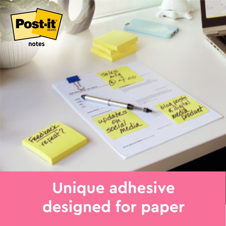 Post-it Pack of 20 Notes Value Pack 76x76mm 100 Sheets Canary Yellow - Image 2
