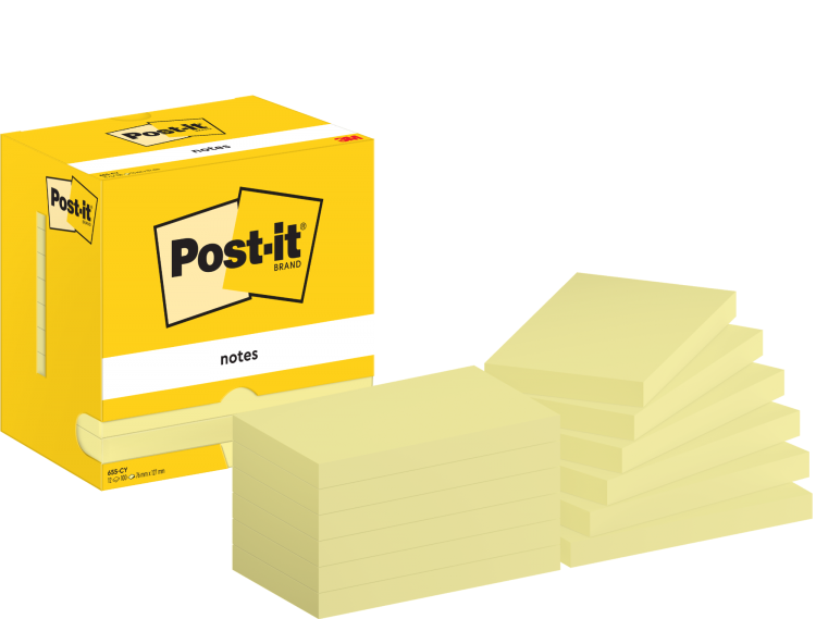 Post-it Pack of 12 Notes 76x127mm 100 Sheets Canary Yellow - Image 3