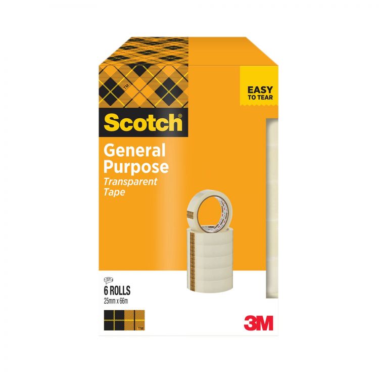 Scotch Pack of 6 508 Transparent Tape 25mm x 66m - Image 2