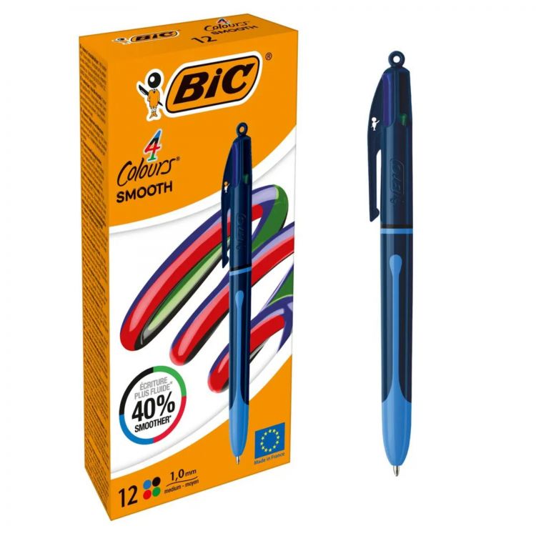 Bic Pack of 12 Assorted Colour Smooth Black Barrel Ballpoint Pen - Image 1