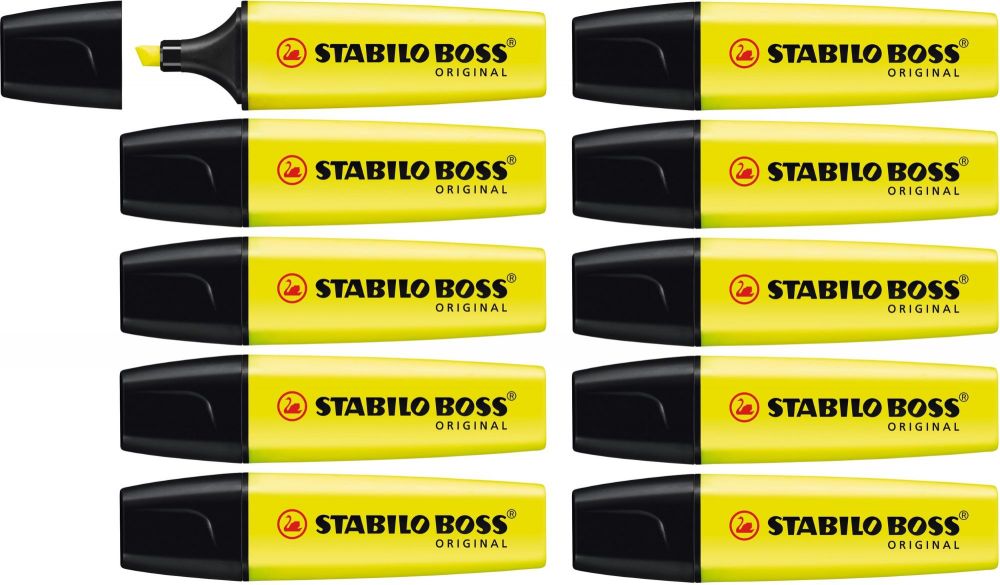 STABILO BOSS ORIGINAL Highlighter Box of 10 Yellow