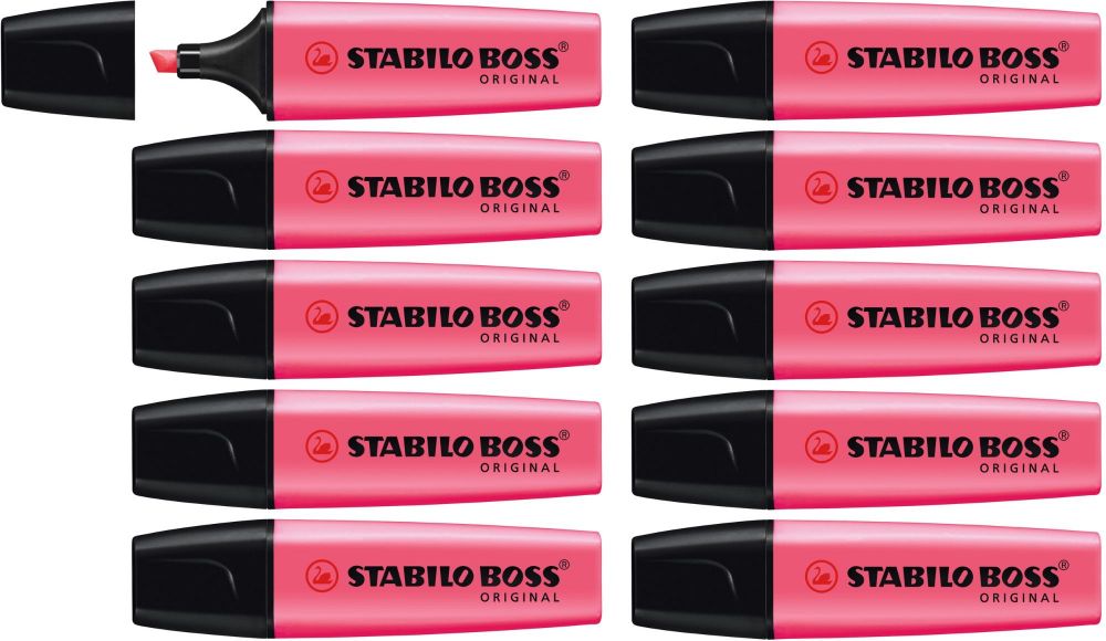 STABILO BOSS ORIGINAL HighlighterBox of 10 Pink