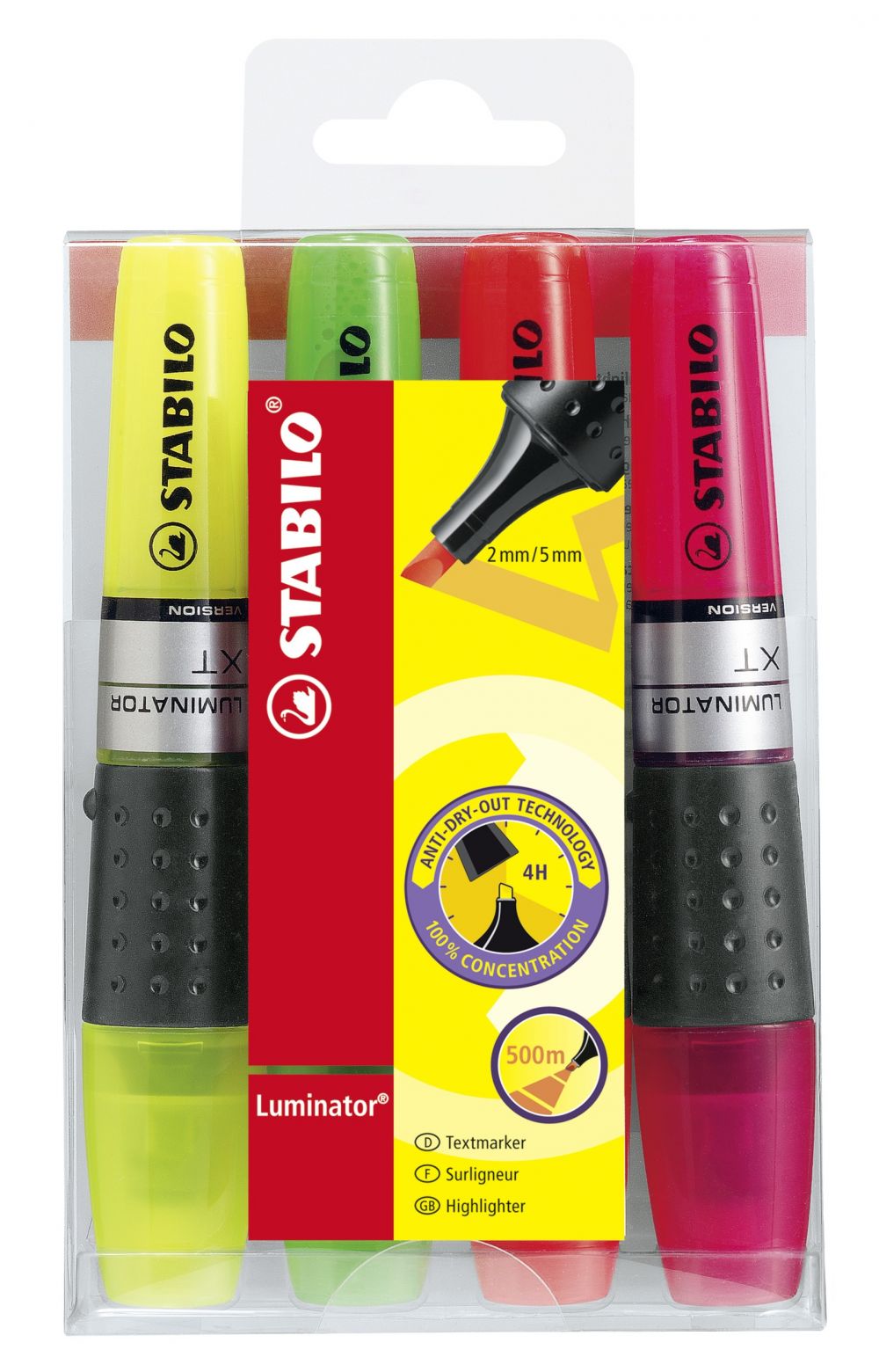 STABILO LUMINATOR Highlighter Pack of 4 Assorted Colours
