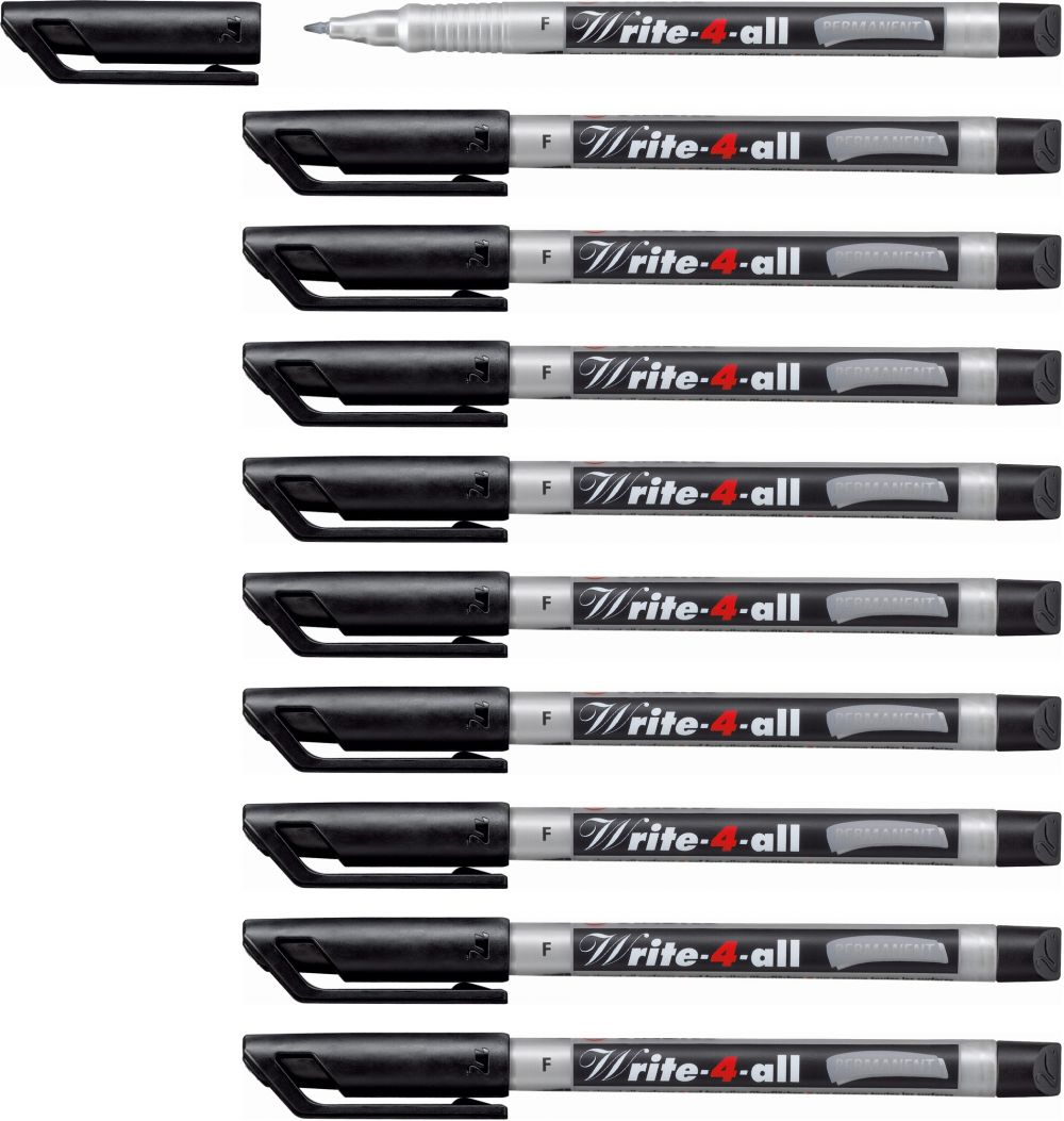 Stabilo Write-4-all Permanent Marker Pen Fine Pack of 10 Black