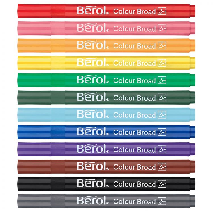 Berol 2057597 Broad Felt Tip Colouring Pens Assorted colours 1.2mm Tub of 42 - Image 3