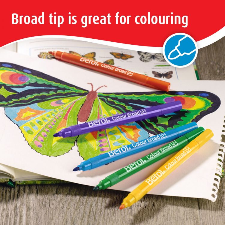Berol 2057597 Broad Felt Tip Colouring Pens Assorted colours 1.2mm Tub of 42 - Image 5